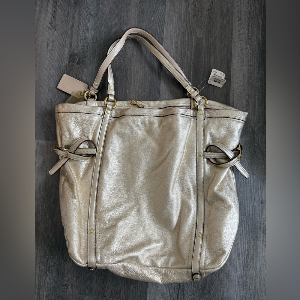 Coach Gold Audrey Leather Andie Cinch Cinched Tote - Picture 2 of 5
